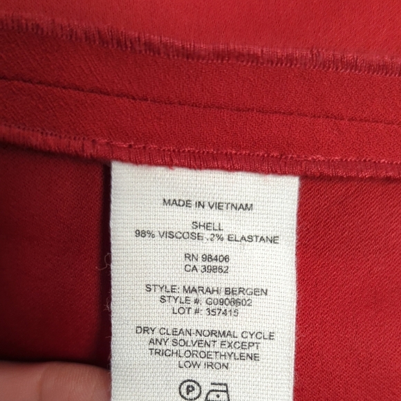 19913 Theory Marah Bell Sleeve Shift Dress Red size 4 preppy minimal Business - Picture 6 of 6